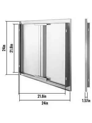 Puerta de acceso para barbacoa VEVOR, acero inoxidable, dimensiones: 24 pulgadas x 21,8 pulgadas x 1,57 pulgadas.