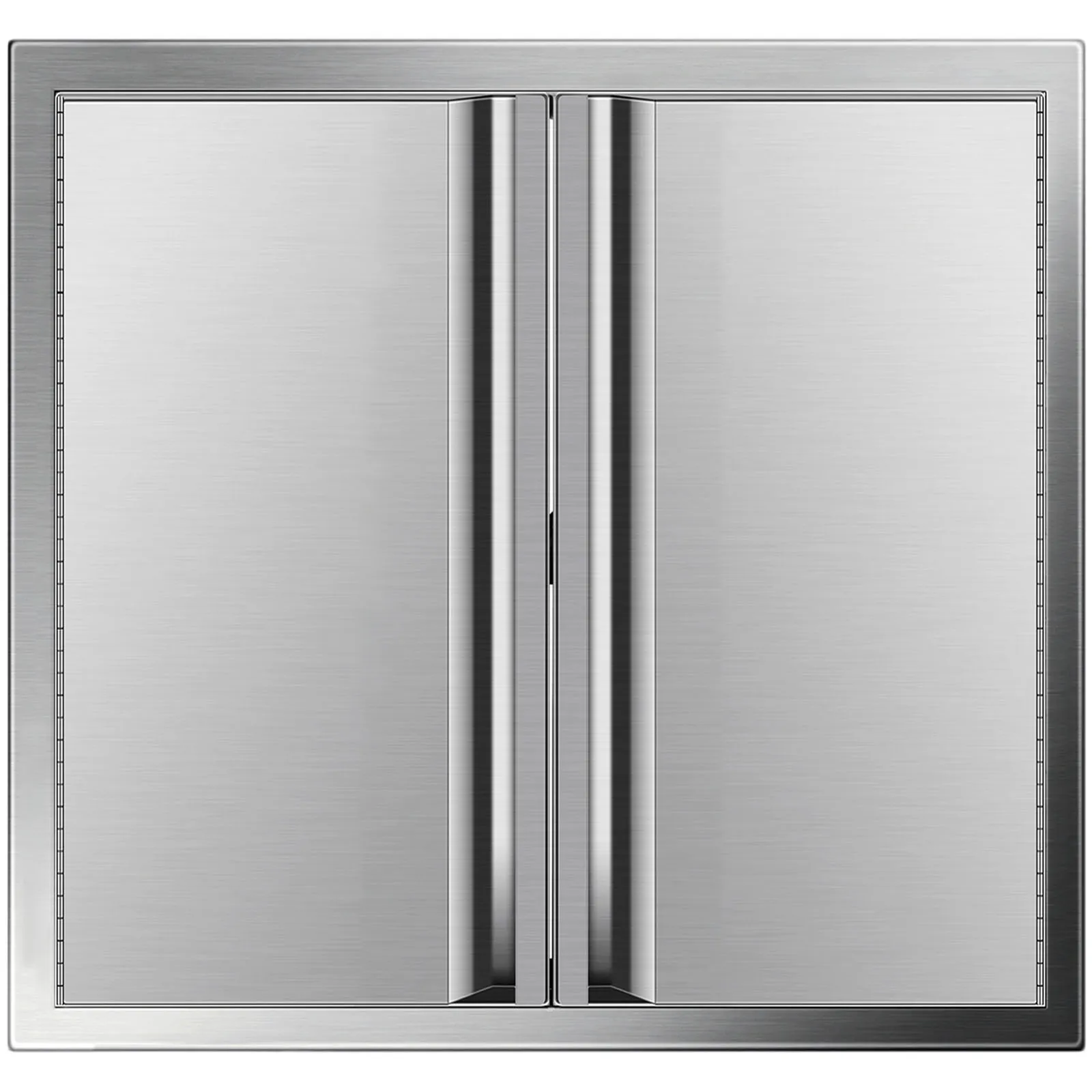 Puerta de acceso para barbacoa VEVOR de acero inoxidable con elegantes manijas y un diseño moderno.
