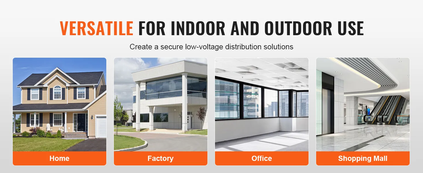 VEVOR steel electrical box for home, factory, office, and shopping mall - versatile for indoor and outdoor use.
