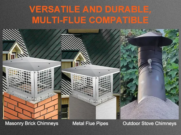 VEVOR chimney cap for masonry brick chimneys, metal flue pipes, and outdoor stove chimneys.