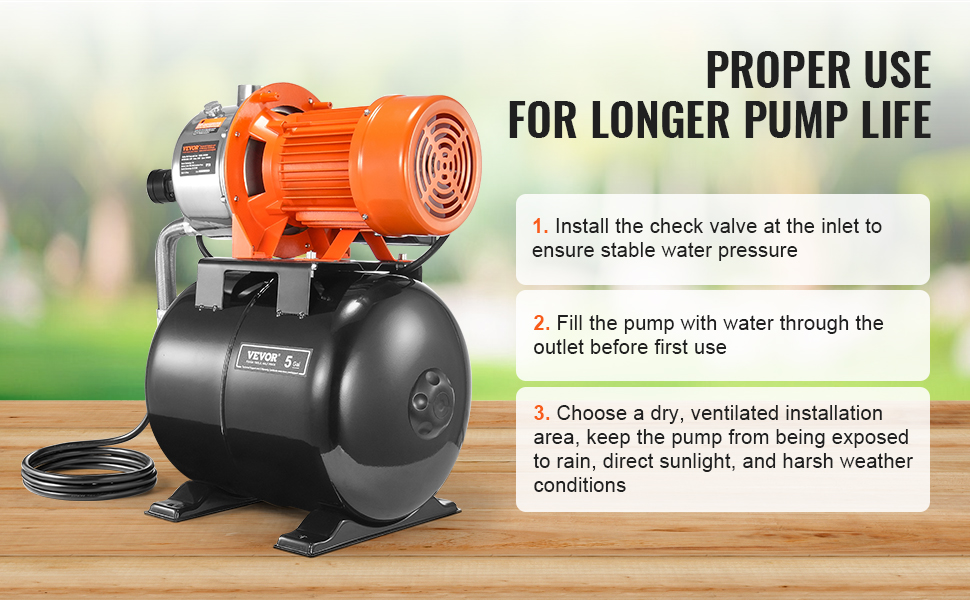 VEVOR Shallow Well Pumps with Pressure Tank – 1320 GPH
