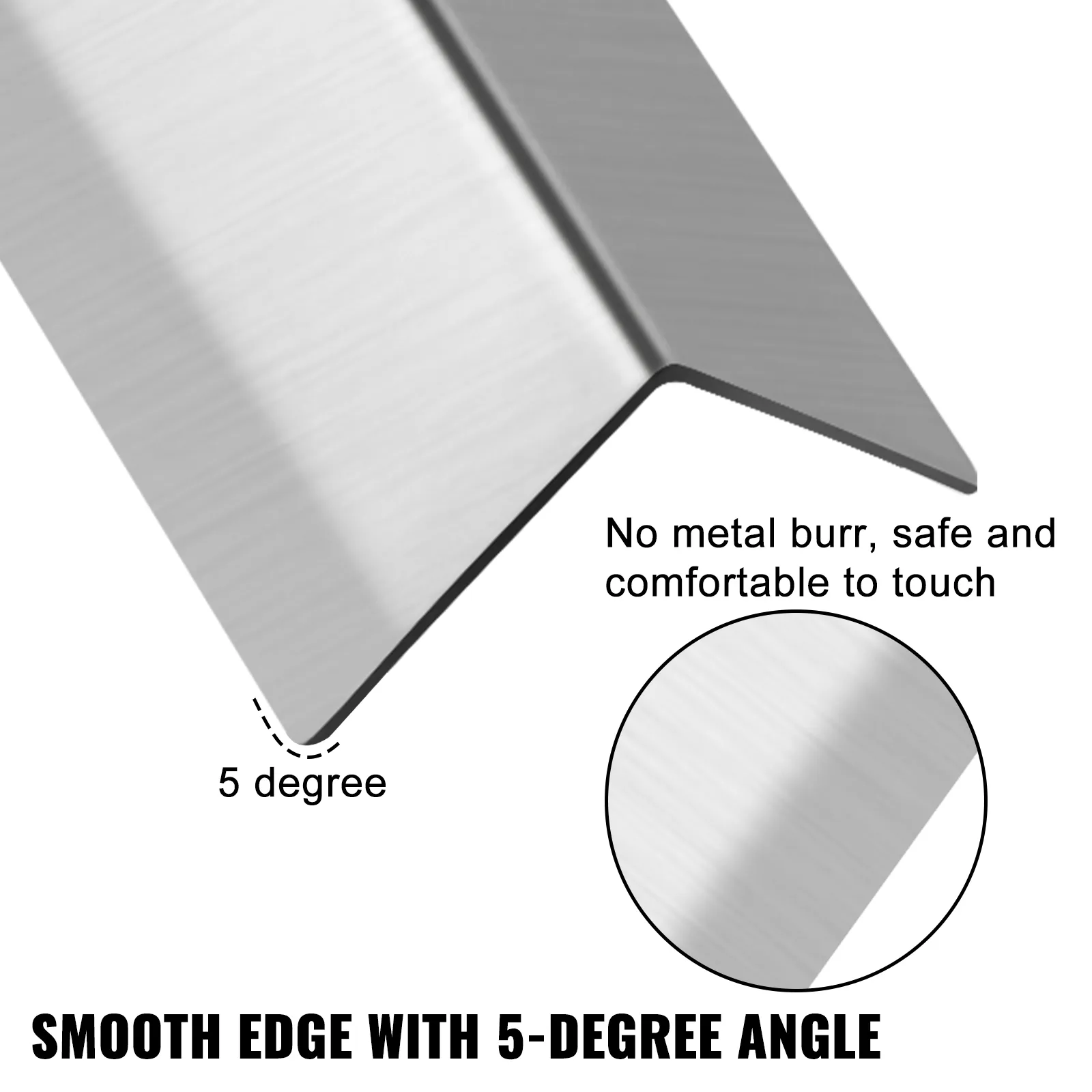 VEVOR stainless steel corner guards with smooth 5-degree edge, no metal burr.