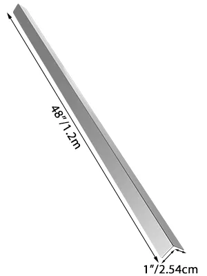 Paraspigoli in acciaio inox VEVOR, lunghezza 48", larghezza 1", etichette con dimensioni di 2,54 cm.