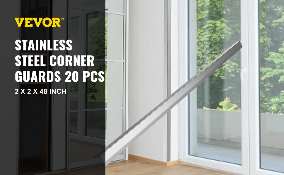 Protectores de esquinas de acero inoxidable VEVOR 20 uds. para ventana con vista al jardín