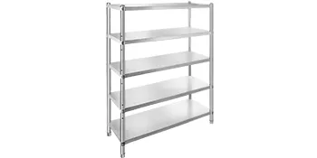 5-tier VEVOR stainless steel shelving unit in a minimalist design.