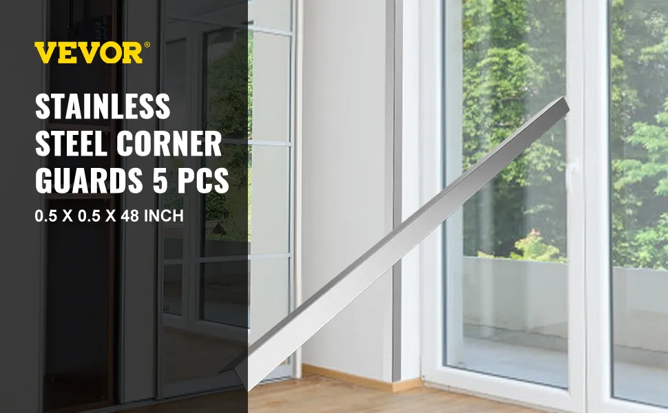 VEVOR Eckschützer aus Edelstahl für Glastüren, Innenmontage, 5 Stück, 48 Zoll.