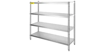 VEVOR storage shelf with four adjustable metal shelves, robust and durable.