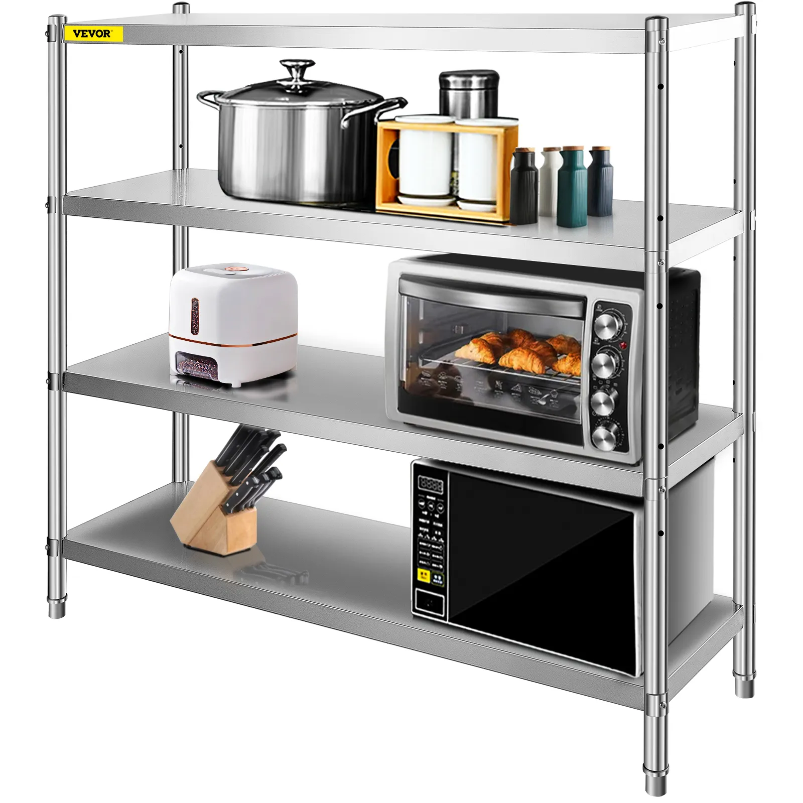 VEVOR storage shelf with kitchen appliances and utensils organized neatly.