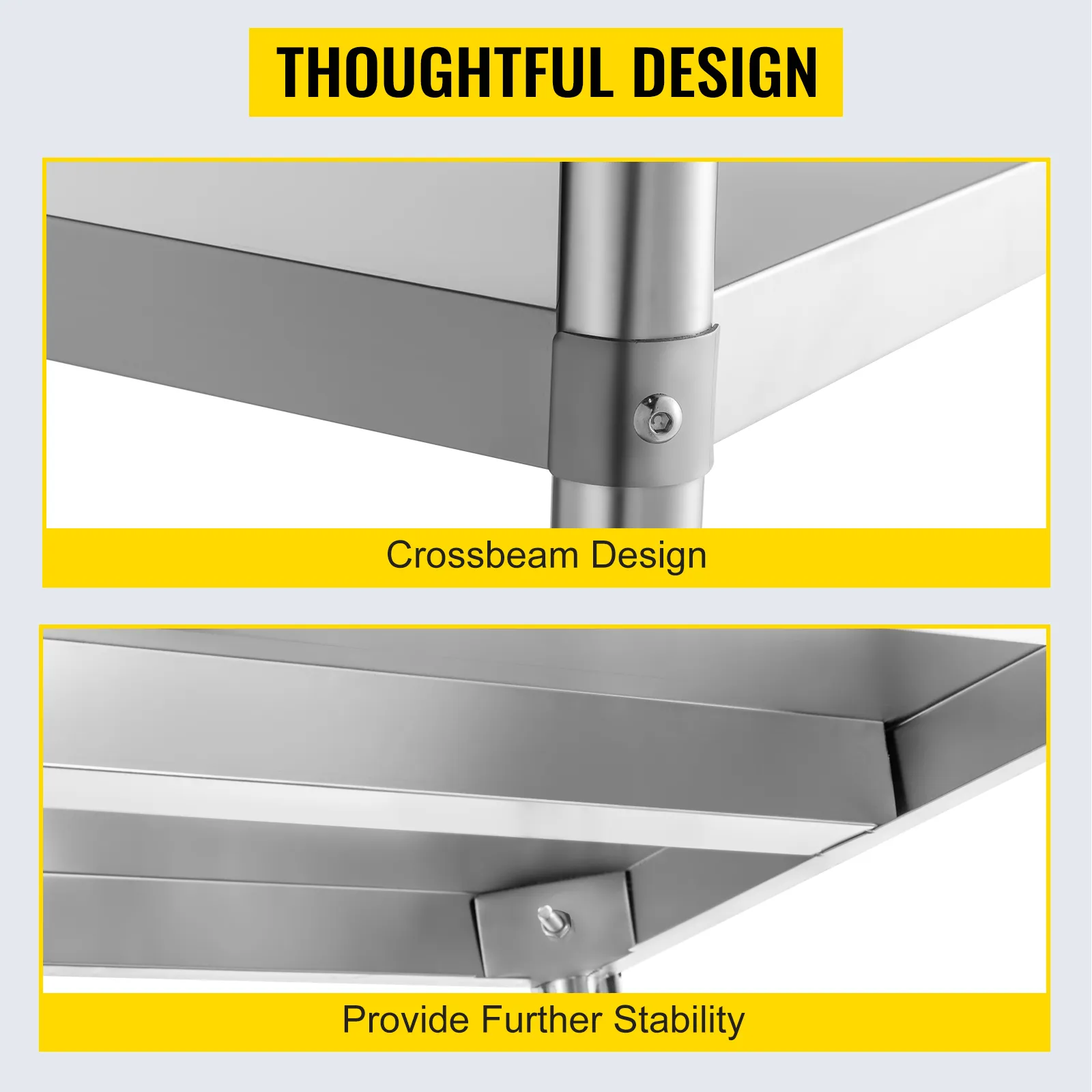 VEVOR storage shelf crossbeam design provides further stability.