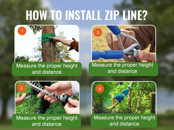 how to install VEVOR zipline kit: measure height, follow instructions, check safety, enjoy the ride.