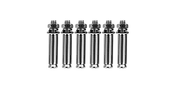 six stainless steel bolts aligned vertically for VEVOR stainless stair handrail installation.