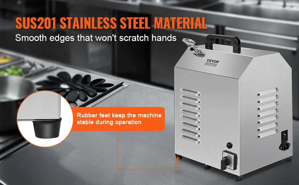 VEVOR meat processing motor in sus201 stainless steel with smooth edges and rubber feet for stability.