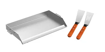 Plancha de acero inoxidable VEVOR con dos espátulas de metal con mango de madera