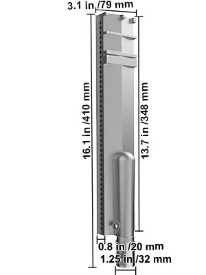Quemadores de parrilla VEVOR de acero inoxidable con dimensiones detalladas en pulgadas y milímetros.