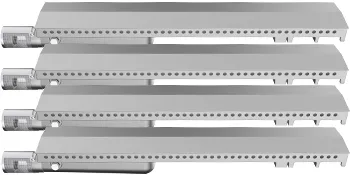 Cuatro quemadores de parrilla VEVOR de acero inoxidable alineados horizontalmente.