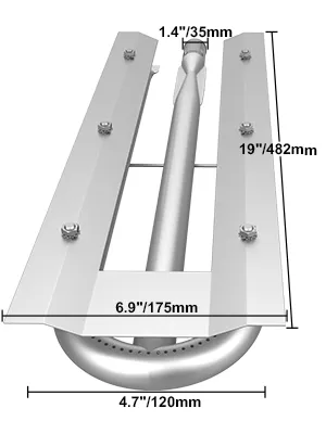 VEVOR grill burners with dimensions in mm and sturdy metal construction.