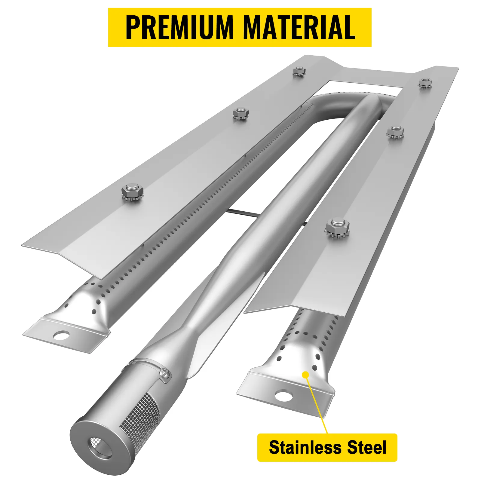 stainless steel VEVOR grill burners with premium material label.