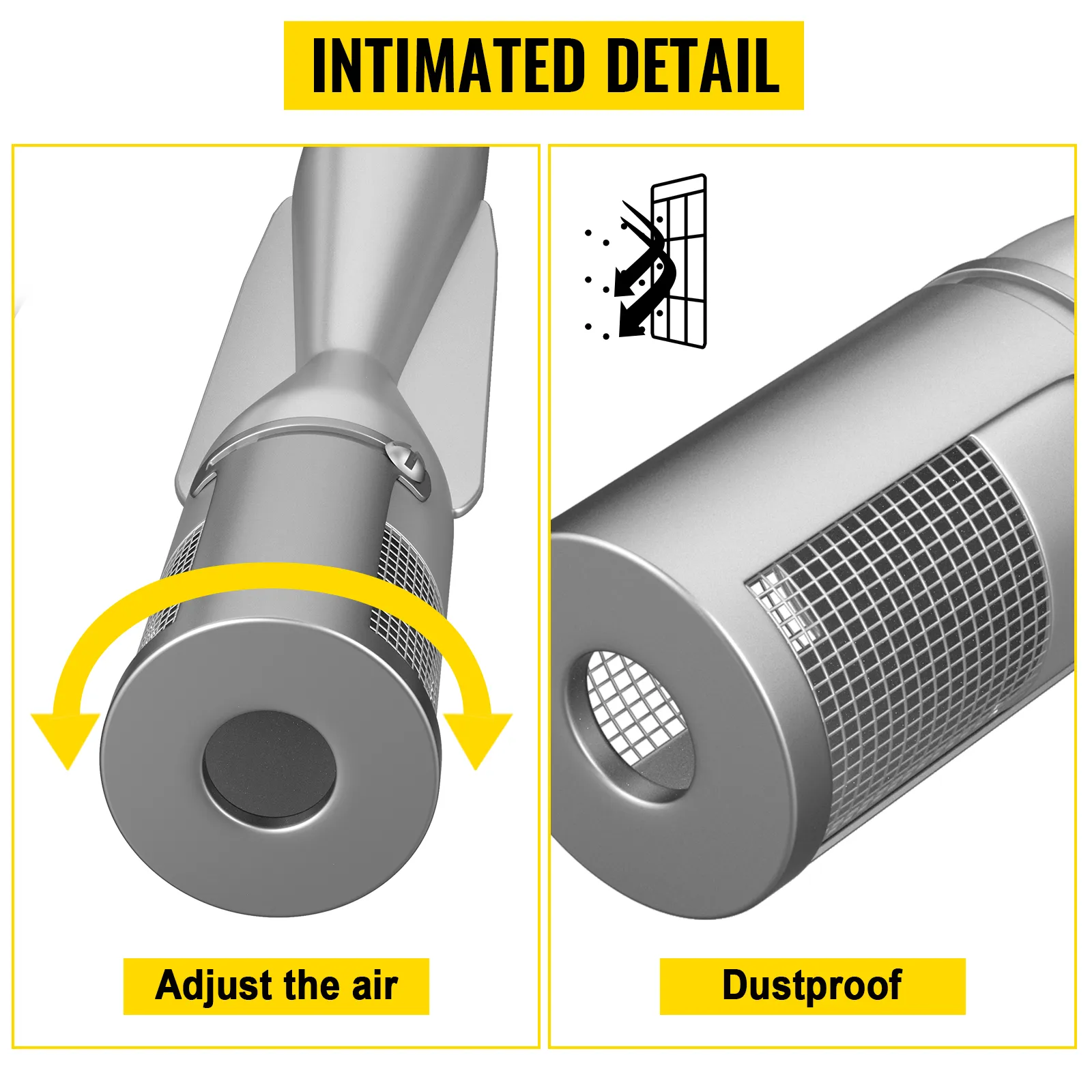 VEVOR grill burners: air adjustment and dustproof mesh features.
