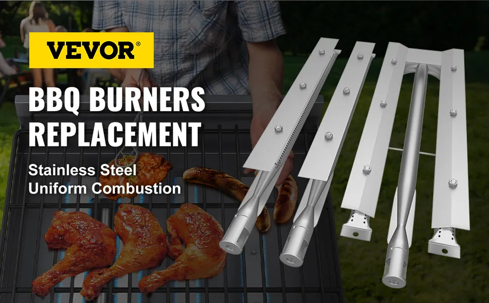 Quemadores de repuesto para barbacoa VEVOR, acero inoxidable, para asar pollo en una parrilla de barbacoa.