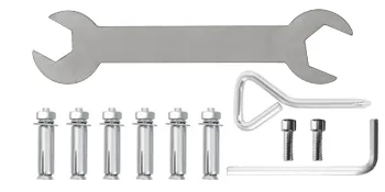 Kit de instalación de pasamanos de acero inoxidable VEVOR con pernos, llave y herramientas.