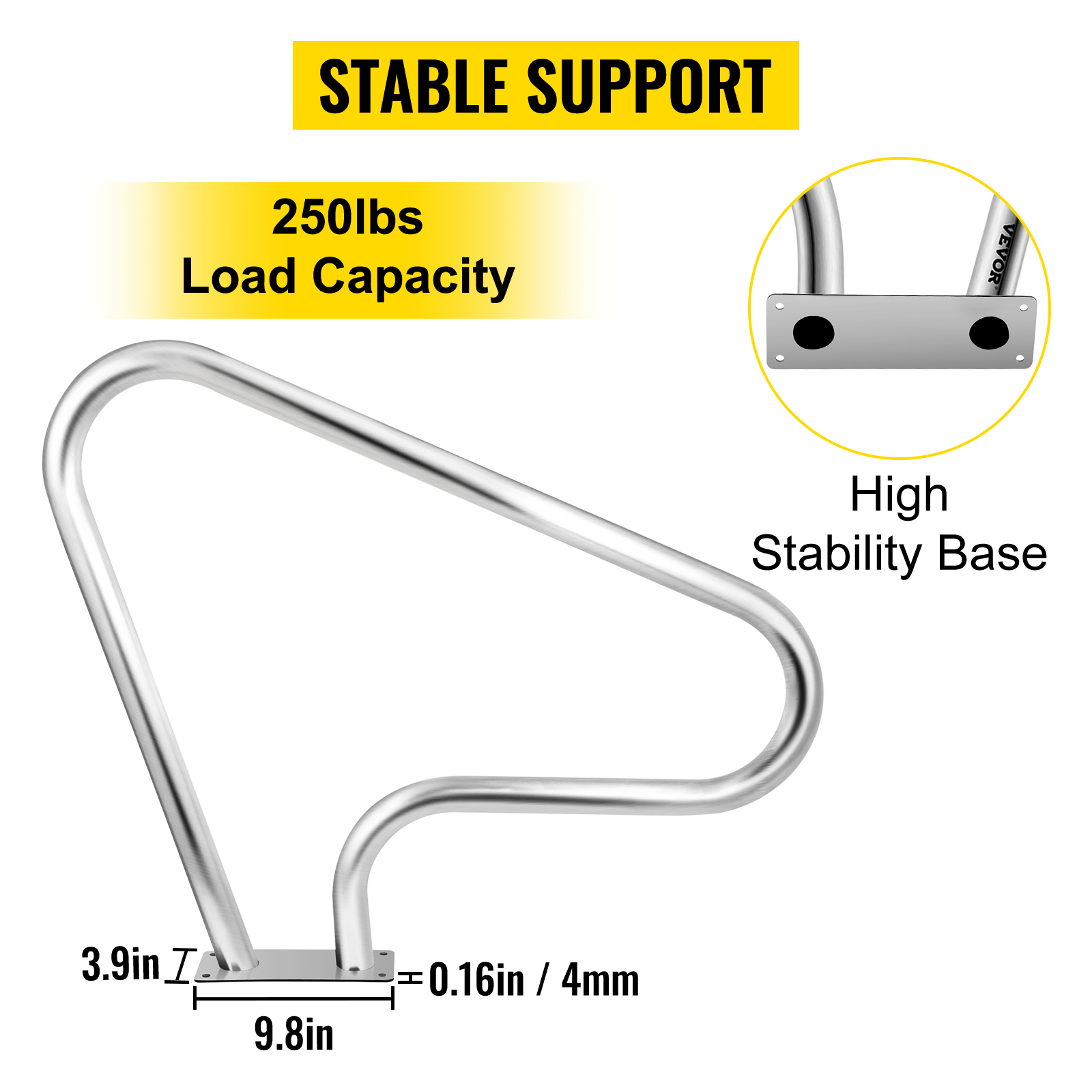 Edelstahl-Pool-Handlauf 80 Cm – Sicherer Ein- & Ausstieg Für Bodenpools | 304 Edelstahl, 150 Kg Tragkraft | Inkl. Montagezubehör