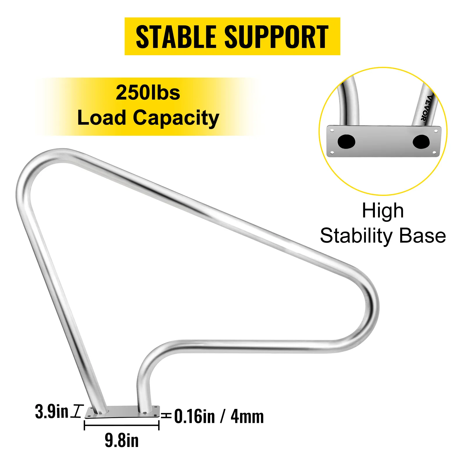 VEVOR pool rail with high stability base and 250lbs load capacity.