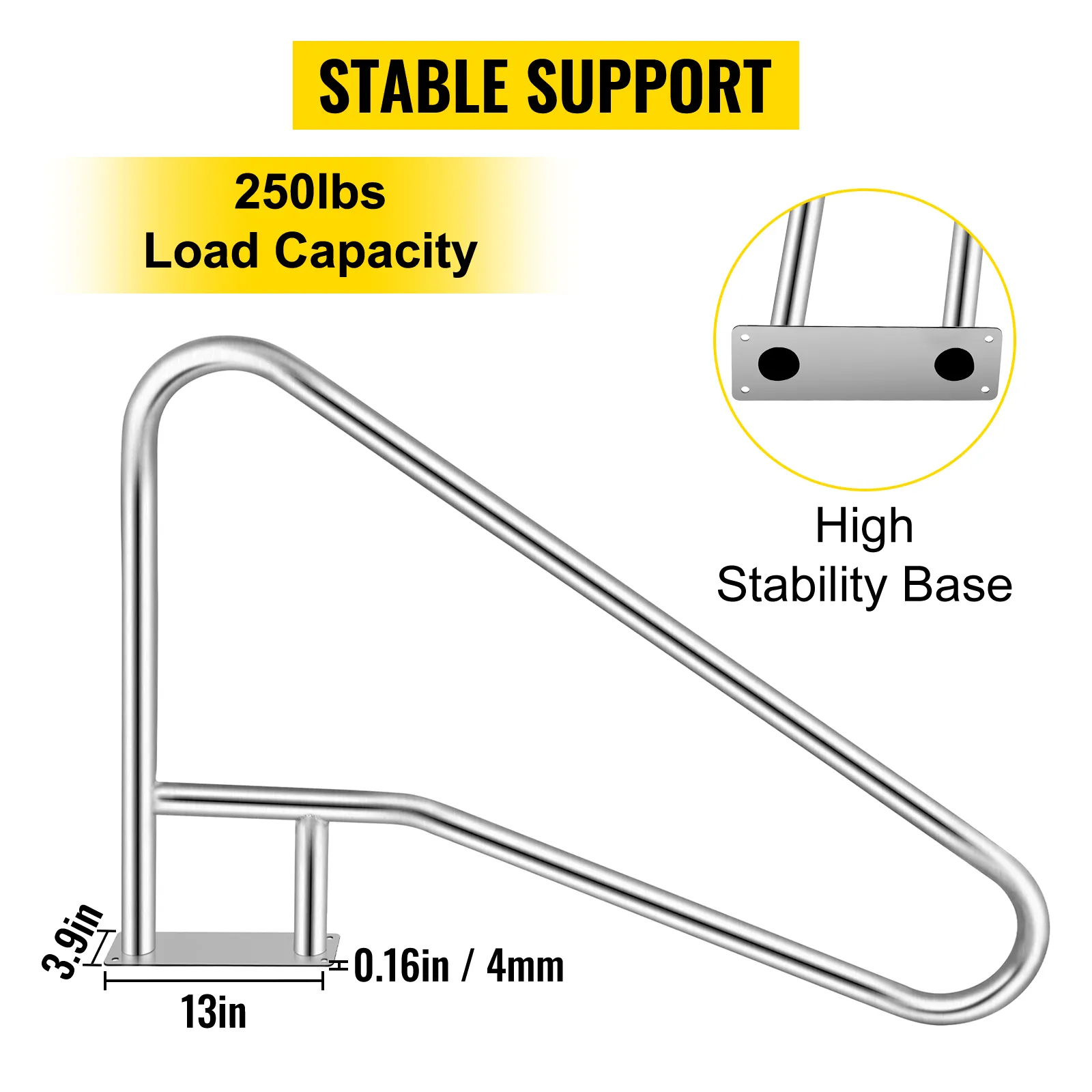 VEVOR pool rail with 250lbs load capacity and high stability base.