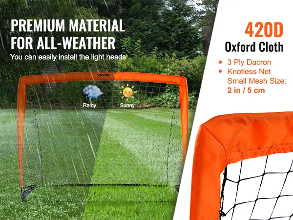 Portería de fútbol portátil VEVOR con tela Oxford 420d, red sin nudos de dacrón de 3 capas y malla pequeña de 2 pulgadas.