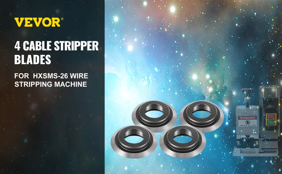 VEVOR wire stripper blades for hxsms-26 with colorful galaxy background.