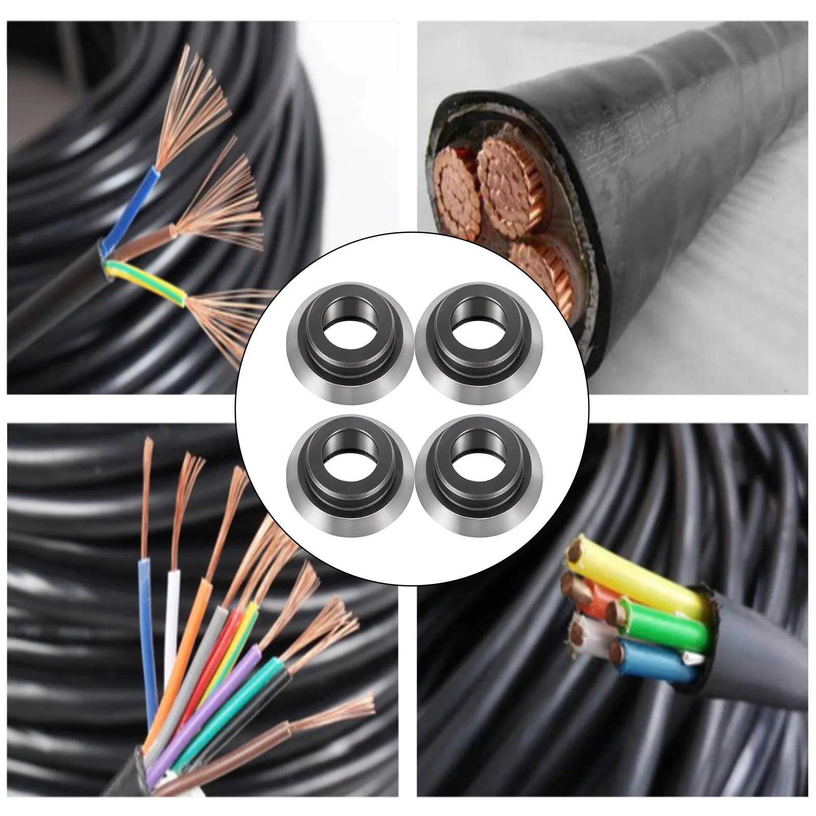 VEVOR wire stripper blades with close-up of wires and cable stripping.