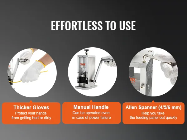 effortless use of VEVOR wire stripping machine with thicker gloves, manual handle, and allen spanner.