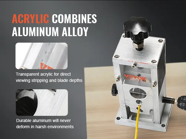 VEVOR wire stripping machine featuring transparent acrylic and durable aluminum alloy construction.