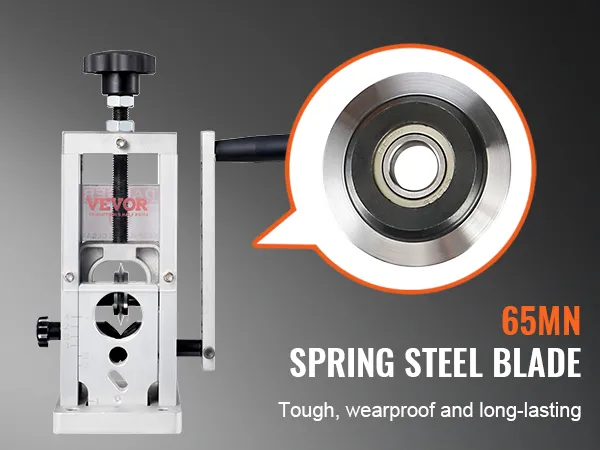 VEVOR wire stripping machine with 65mn spring steel blade, tough, wearproof, and long-lasting.