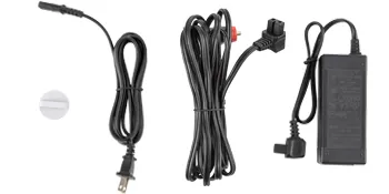 VEVOR 12 volt refrigerator accessories: power cords and adapter in black.