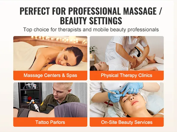 perfect for massage centers, physical therapy clinics, tattoo parlors, and on-site beauty services.