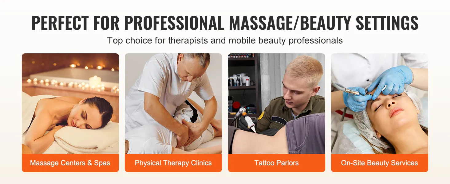 perfect for massage centers, physical therapy clinics, tattoo parlors, and on-site beauty services.