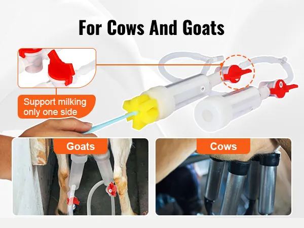 La ordeñadora de cabras VEVOR para vacas y cabras admite el ordeño unilateral con un funcionamiento eficiente.