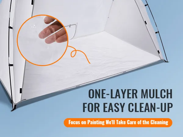 VEVOR portable paint booth interior with one-layer mulch for easy clean-up. focus on painting, not cleaning.
