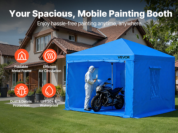 VEVOR Portable Paint Booth Tent, 115.35 x 115.35 x 71.26 inch