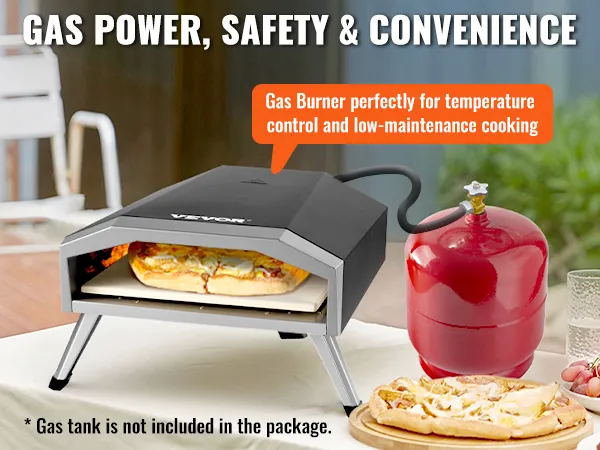 El horno de pizza a gas VEVOR garantiza seguridad, comodidad y un control perfecto de la temperatura con un quemador a gas.