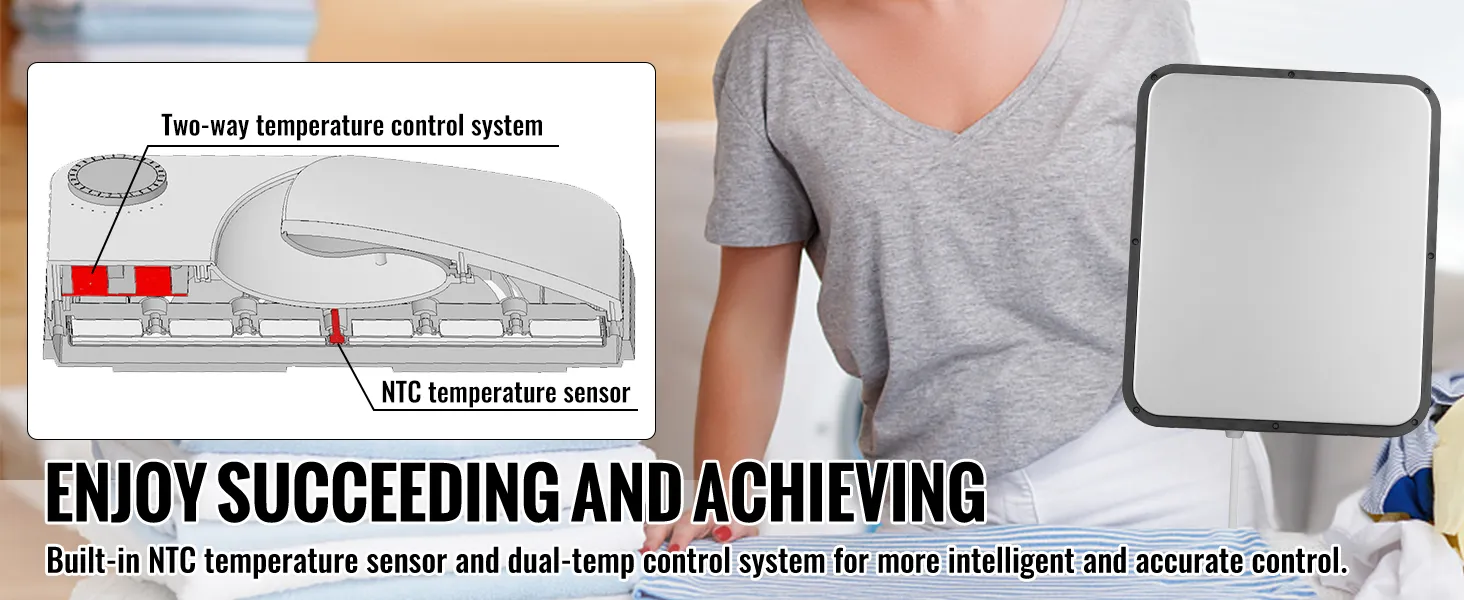 VEVOR-Heißpressmaschine mit NTC-Temperatursensor und Doppeltemperaturregelung für präzisen Betrieb.