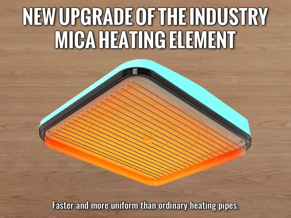 VEVOR heat press machine with new mica heating element for faster, uniform heating on wooden surface.