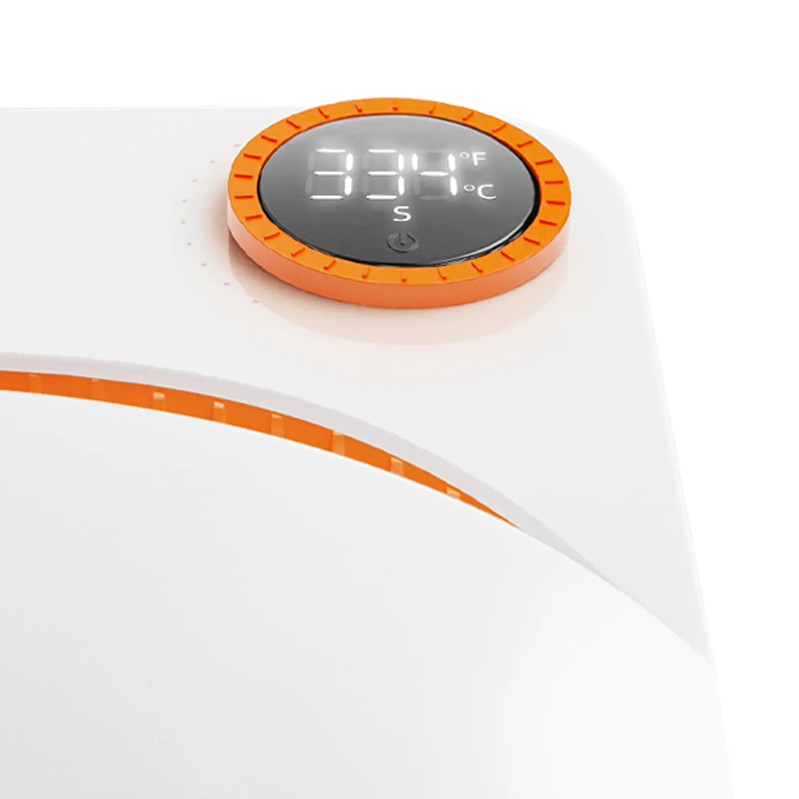 digital display on the VEVOR heat press machine showing temperature in fahrenheit and celsius.