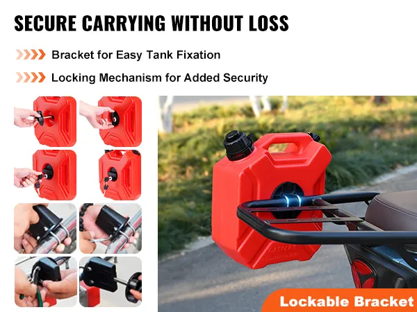 secure VEVOR water can with lockable bracket, easy tank fixation highlighted for added security