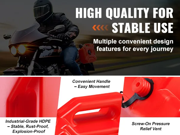 high-quality VEVOR water can with convenient handle, screw-on pressure relief vent, and durable hdpe material.