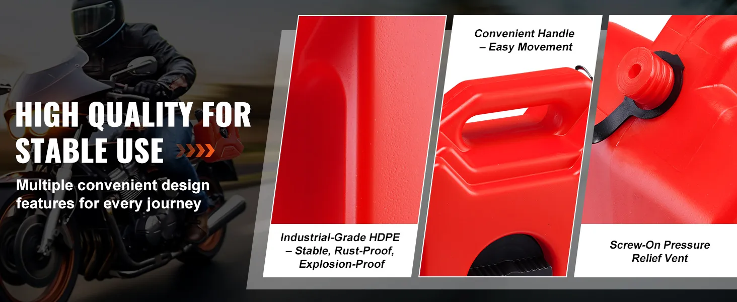 high-quality VEVOR water can with convenient handle, screw-on pressure relief vent, and durable hdpe material.