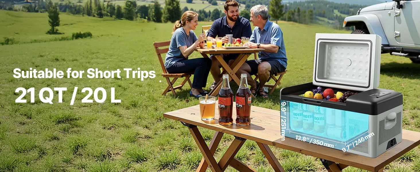 Refrigerador portátil VEVOR con capacidad de 21 qt para camping.