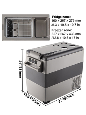 VEVOR 12 Volt Refrigerator, 58 Quart Car Refrigerator, Dual