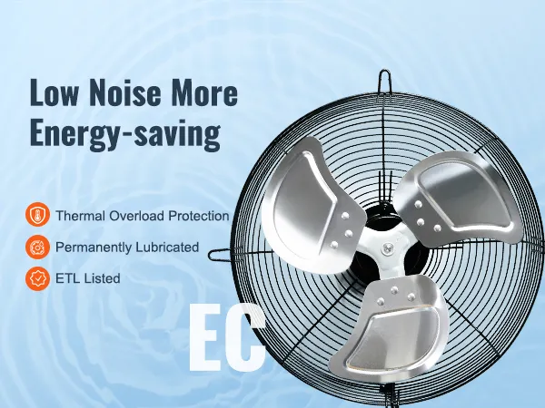 Ventilador de escape con persiana VEVOR: bajo nivel de ruido, ahorro de energía, protección contra sobrecarga térmica, lubricación permanente, listado ETL.