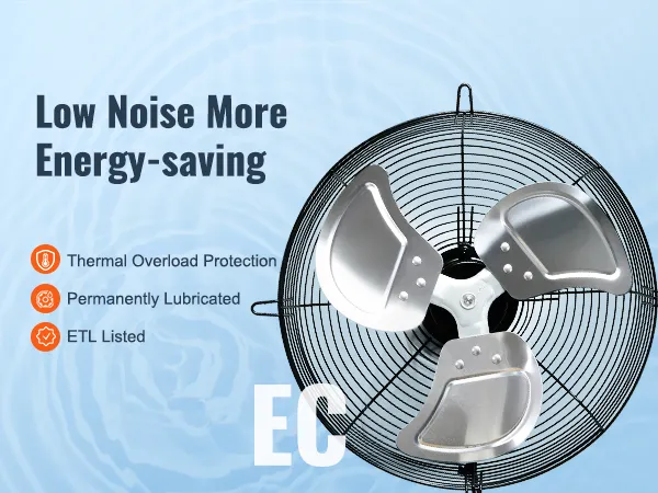 Ventilador de escape con obturador VEVOR con protección contra sobrecarga térmica, lubricado permanentemente y listado ETL. Bajo nivel de ruido, ahorro de energía.